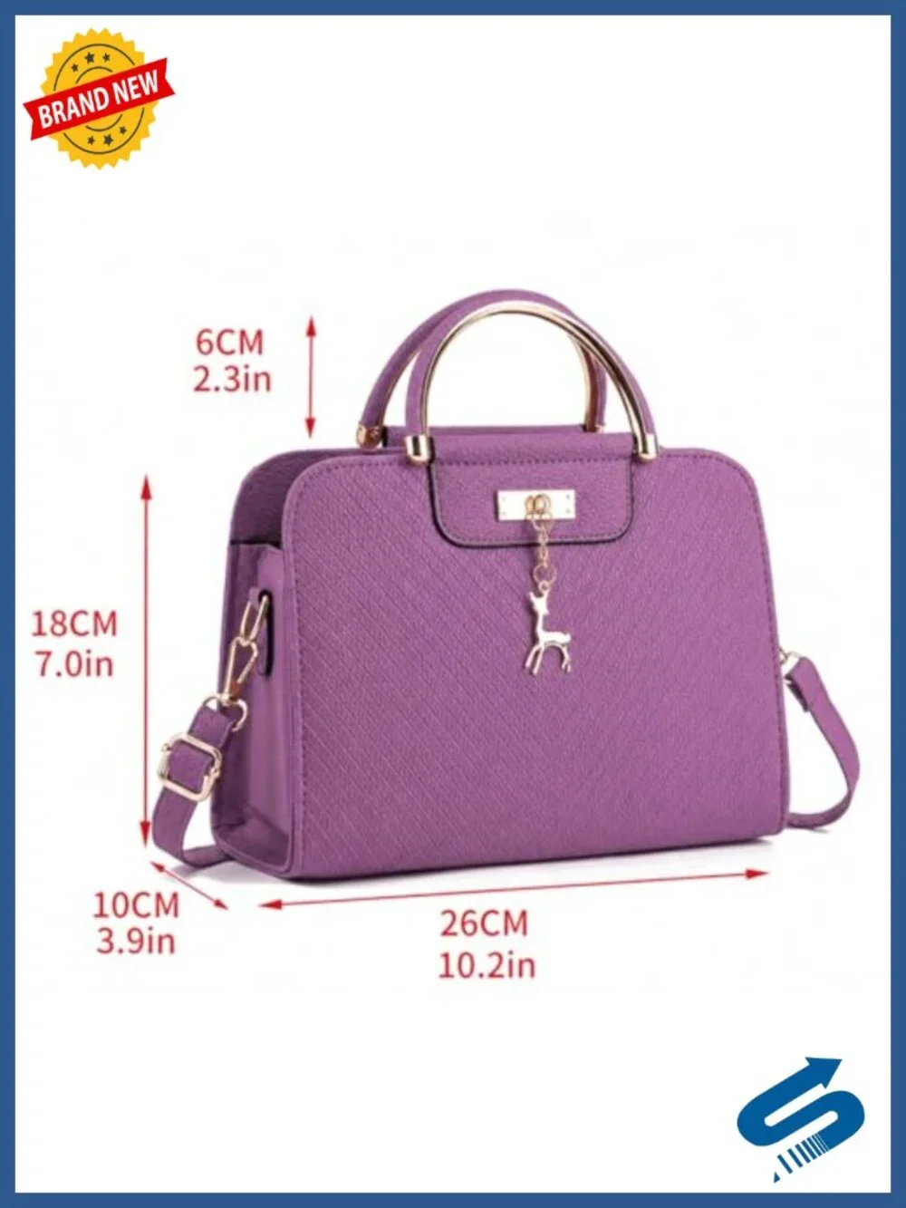 Faux Leather Croc Texture Top Handle Satchel Purse - Crossbody Work Party